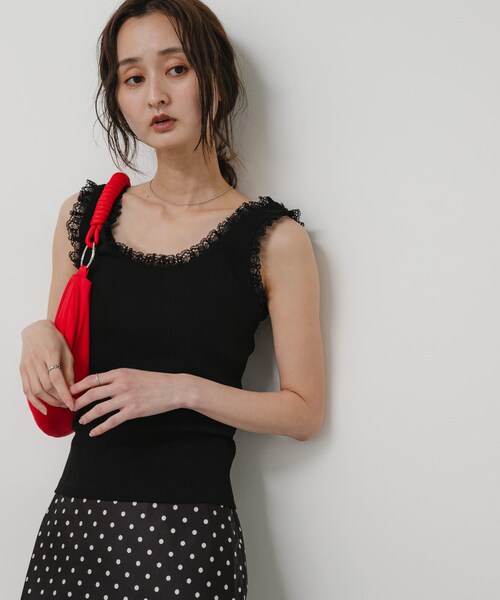 SENSE OF PLACE by URBAN RESEARCH（センスオブプレイスバイアーバンリサーチ）の「レースフリルタンクトップ（タンクトップ・レディース・OFF WHITE/BLACK・One）」の11枚目の写真