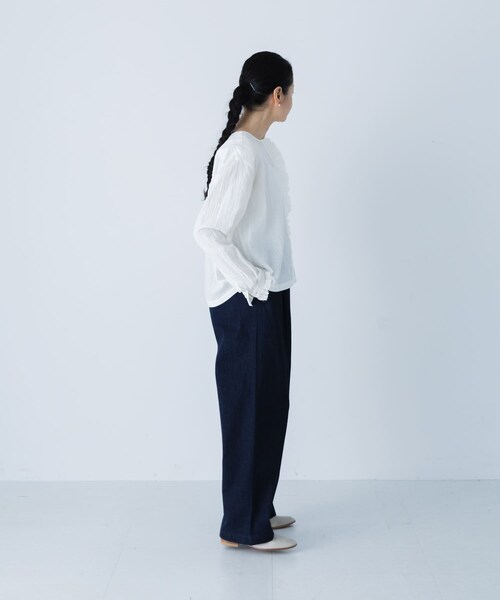 かぐれ（カグレ）の「コットンリネンフリルブラウス（シャツ/ブラウス・レディース・CHECK/NAVY/OFF・Free）」の11枚目の写真