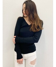GYDA | リブVネックニット トップス(ニット/セーター)