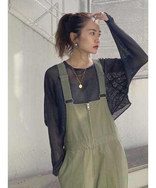 Ungrid（アングリッド）の「ショートメッシュロングスリーブTee（Tシャツ/カットソー・レディース・アイボリー/チャコールグレー/ブラック/レッド・F）」の7枚目の写真