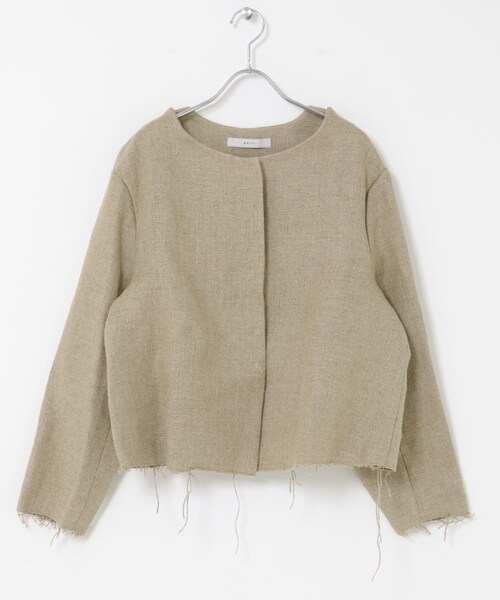 URBAN RESEARCH DOORS（アーバンリサーチドアーズ）の「ARCHI　HEAVYLINENJACKET（ノーカラージャケット・レディース・BEIGE・S）」の2枚目の写真