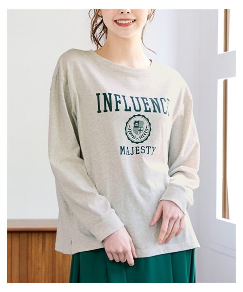 nissen（ニッセン）の「＜大きいサイズ＞ ロゴプリント長袖Tシャツ（Tシャツ/カットソー・レディース・黒/パープル/オートミール・L/LL/3L/4L/5L/6L/8L/10L）」の19枚目の写真