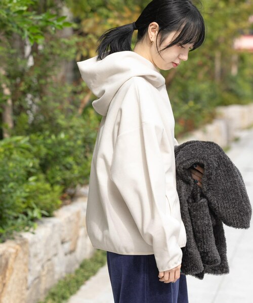 EKAL（エカル）の「ウォームドジャージフーディー（その他トップス・レディース・アイボリー/ブラック/ブラウン・one）」の7枚目の写真