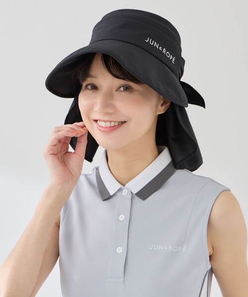 ROPE'（ロペ）の「クールマックスサッカー３ＷＡＹハット/UV・遮熱（ハット・レディース・ブラック/ホワイト/カーキ・F）」の12枚目の写真