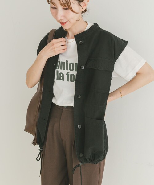 ITEMS URBANRESEARCH（アイテムズ アーバンリサーチ）の「ミリタリージレ（テーラードジャケット・レディース・KHK/BLK・FREE）」の5枚目の写真