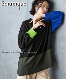 nissen | 配色デザインオーバーサイズニット ［Soiunique］(ニット/セーター)