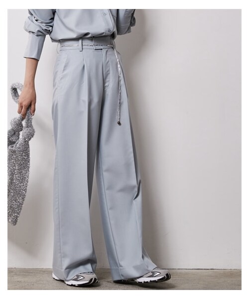 nissen（ニッセン）の「大きいサイズ センタープレスワイドパンツ シックスタイル（パンツ・レディース・オフベージュ/ブルー/チャコールグレー・L/LL/3L/4L/5L/6L/8L/10L）」の21枚目の写真