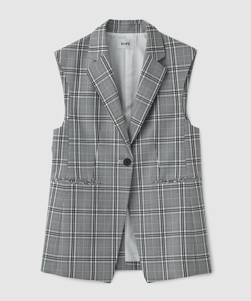 ROPE'(ロペ)の「ウールモヘヤ OVER GILET /セットアップ対応(ベスト・レディース・ブラック系/グレー・F)」の2枚目の写真