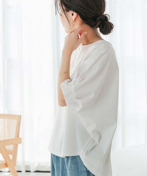 URBAN RESEARCH DOORS（アーバンリサーチドアーズ）の「『仁村紗和さん着用』『UR TECH』サマシェアタックスリーブプルオーバー（Tシャツ/カットソー・レディース・ORANGE/OFF/BLUE/BLACK・M）」の12枚目の写真