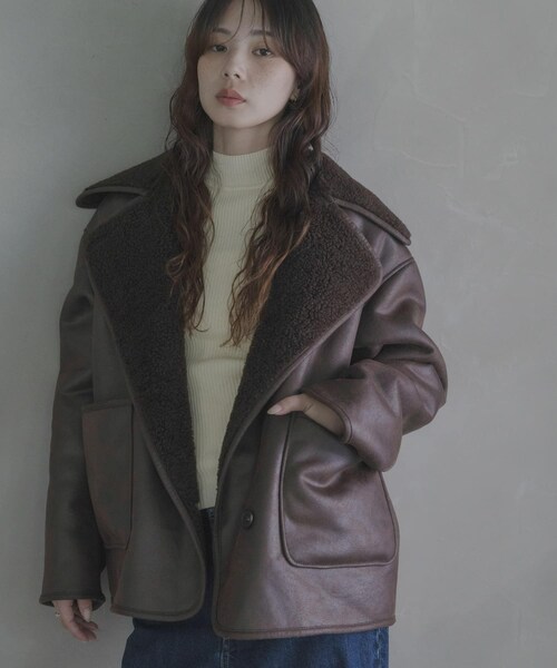 URBAN RESEARCH Sonny Label（アーバンリサーチサニーレーベル）の「リバーシブルフェイクムートンボアコート（ムートンコート・レディース・ブラック/ブラウン・Free）」の3枚目の写真