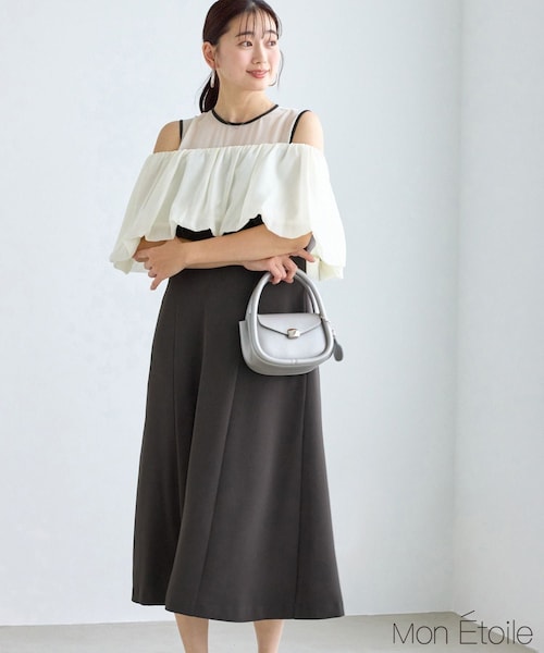 ROPE' PICNIC(ロペピクニック)の「【Mon E’toile/モンエトワール】バルーンビスチェセットワンピース/マルチWAY(ドレス・レディース・チャコール/ダークブラウン/ベージュ・M/S)」の2枚目の写真