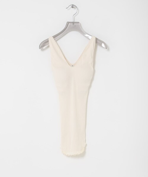 URBAN RESEARCH（アーバンリサーチ）の「HAKUJI　TWIST COTTON V-NECK TANK（タンクトップ・レディース・IVORY/BLACK・Free）」の3枚目の写真