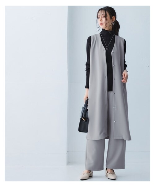 nissen（ニッセン）の「しわになりにくいキレイ目リップルベストにもなるジャンパースカート（抗菌防臭・防しわ）（セットアップ可能）＜大きいサイズ有＞（ワンピース・レディース・グレー/ブラウン/ネイビー・S/M/L/LL/3L/4L/5L/6L/8L/10L）」の16枚目の写真