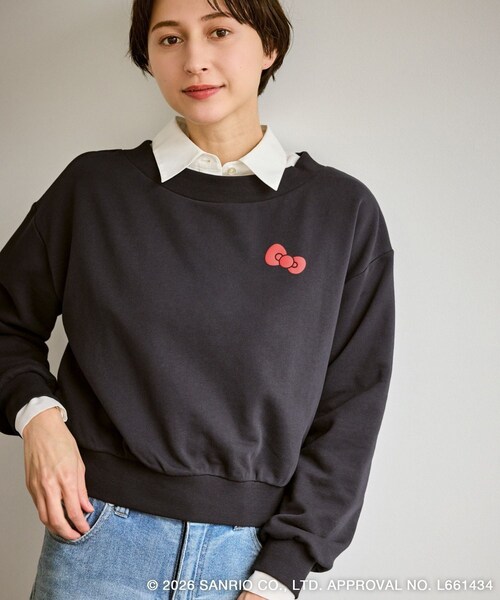 ROPE' PICNIC（ロペピクニック）の「【ROPE' PICNIC×ハローキティ】ボートネック裏毛プルオーバー（スウェット・レディース・チャコール/キナリ/ピンク系・F）」の19枚目の写真