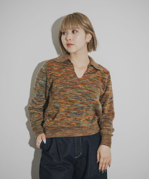 THE GOODLAND MARKET（ザグッドランドマーケット）の「COOHEM　ONI KASURI WOOL KNIT PULLOVER（ニット/セーター・レディース・04BLUE/02RED・Free）」の14枚目の写真