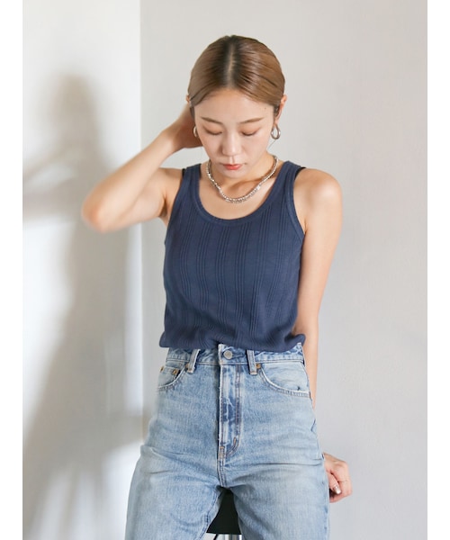 Ungrid（アングリッド）の「ランダムテレコタンクトップ（タンクトップ・レディース・チャコールグレー/ブルー/ネイビー/パープル/オレンジ/オフホワイト・F）」の12枚目の写真