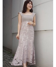 MERCURYDUO | カットワーク刺繍ニットドッキングキャミジャンスカ(ワンピース)