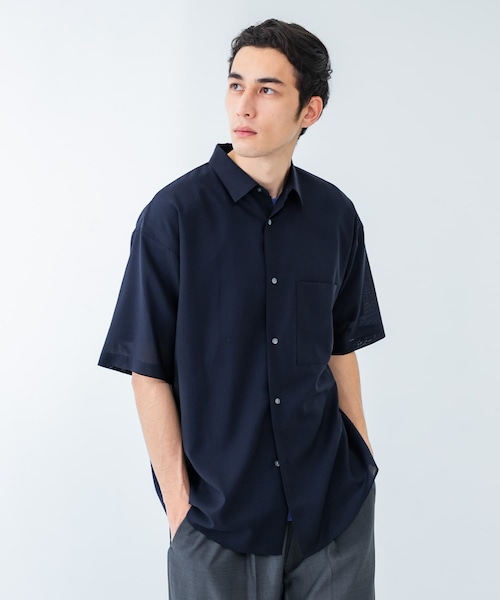 URBAN RESEARCH（アーバンリサーチ）の「ウォッシャブルウールサイロフィルショートスリーブシャツ（シャツ/ブラウス・メンズ・NAVY/BLACK/CHARCOAL・M/L/XL）」の3枚目の写真