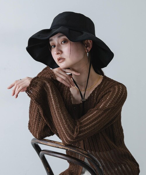 SENSE OF PLACE by URBAN RESEARCH（センスオブプレイスバイアーバンリサーチ）の「ジュートライクフリルハット（ハット・レディース・BLACK/BEIGE/BLK×WHT・One）」の9枚目の写真