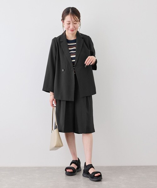 ROPE' PICNIC(ロペピクニック)の「【cahoさんコラボ】低身長・小柄さんサイズ エアリーリネンライク ダブルジャケット(テーラードジャケット・レディース・ブラック/ダークブラウン/キャメル/ベージュ/ネイビー・F)」の17枚目の写真