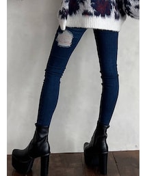GYDA | M/W BOTH RIPPED スキニーデニムパンツ(デニムパンツ)