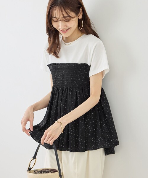 ROPE' PICNIC(ロペピクニック)の「【ベストヒット】シャーリングドッキングハーフスリーブカットソー(Tシャツ/カットソー・レディース・ブラック/ブラック系/ホワイト系/ベージュ・F)」の19枚目の写真