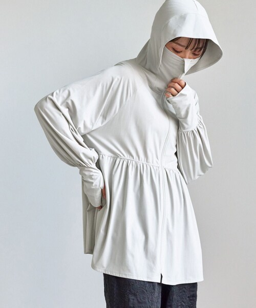 ROPE' PICNIC（ロペピクニック）の「絶対焼けたくないUVパーカー/UVカット・接触冷感（パーカー・レディース・ライトグレー/キナリ/ブルー系・F）」の8枚目の写真