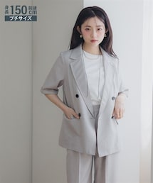 Petitjo | 小さいサイズ　麻調ハーフスリーブジャケット　低身長さん・小柄女性(カバーオール)
