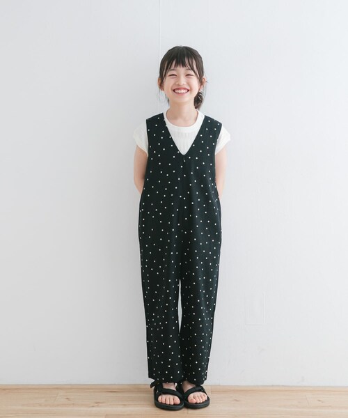 URBAN RESEARCH DOORS（アーバンリサーチドアーズ）の「『親子リンク』リネンレーヨンドットオールインワン(KIDS)（ワンピース・キッズ・NATURAL/BLACK・105/120/135）」の16枚目の写真