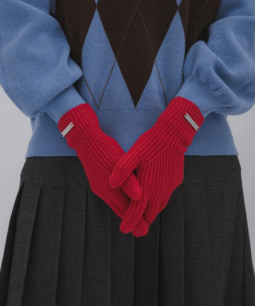 SENSE OF PLACE by URBAN RESEARCH（センスオブプレイスバイアーバンリサーチ）の「モチモチニットグローブ（ベルト・レディース・CHARCOAL/RED/GRAY・one）」の3枚目の写真