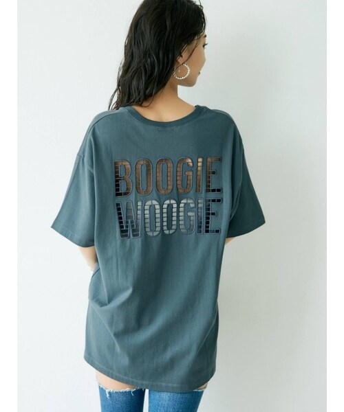 GYDA（ジェイダ）の「BOOGIE WOOGIE BIG Tシャツ（Tシャツ/カットソー・レディース・オフホワイト/チャコールグレー/パープル/ベージュ・F）」の3枚目の写真