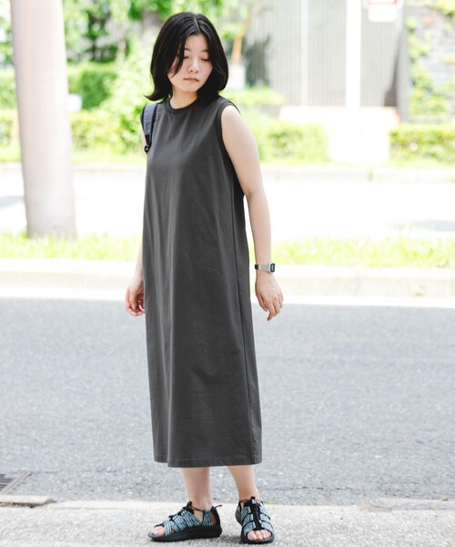 EKAL（エカル）の「『吸水速乾/UVカット』DRY OUT SLEEVLESS ONE-PIECE（ワンピース・レディース・ネイビー/アイボリー/サルチャ/チャコール・FREE）」の16枚目の写真