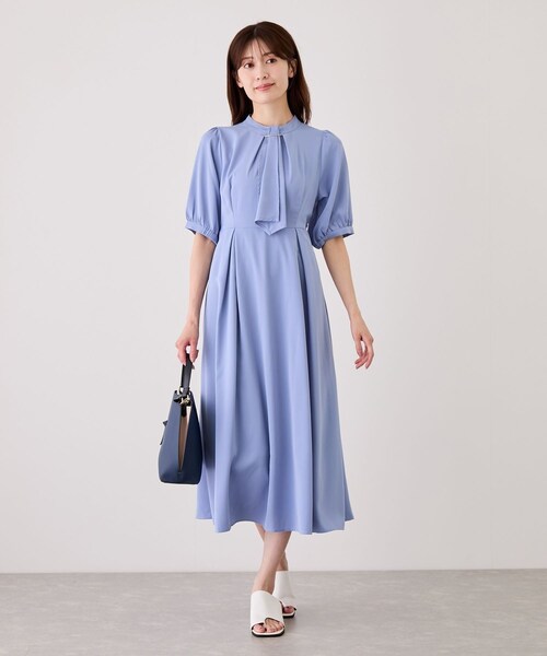 Jayro(ジャイロ)の「半袖ボウタイワンピース(ワンピース・レディース・ホワイト系/ネイビー/ブルー/ピンク・M)」の14枚目の写真