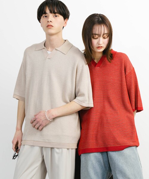SENSE OF PLACE by URBAN RESEARCH(センスオブプレイスバイアーバンリサーチ)の「『ユニセックス』『洗濯可』ミックススキッパーニット(ニット/セーター・メンズ・L.BEIGE/OLIVE/RED・M/L)」の18枚目の写真