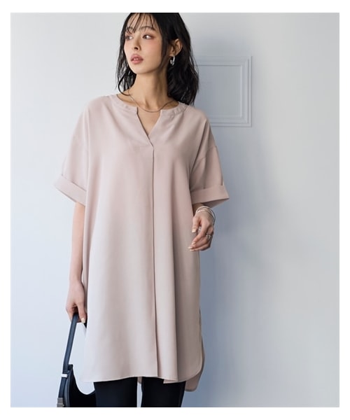 nissen（ニッセン）の「とろみブロードスキッパーチュニック（イージーケア・吸汗速乾）＜大きいサイズ有＞（チュニック・レディース・オフホワイト/チャコール/ブルー/ライトグレー/ラベンダー/モスグリーン・L/LL/3L/4L/5L/6L/8L/10L/M/S）」の6枚目の写真