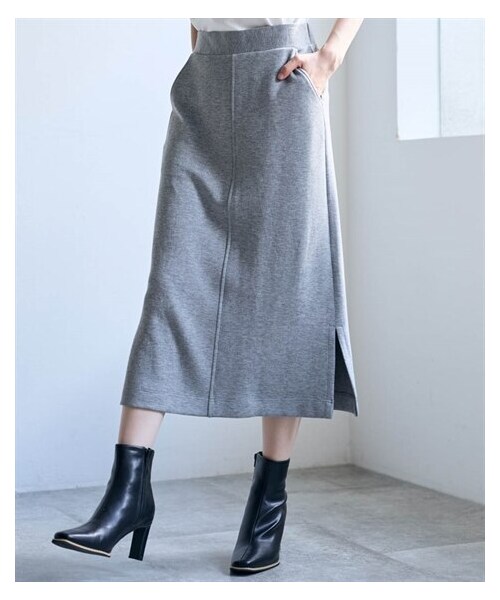 nissen（ニッセン）の「ダンボールニットタイトスカート【OtonaSMILE】（スカート・レディース・杢グレー/黒・M/L/LL/3L/4L）」の9枚目の写真