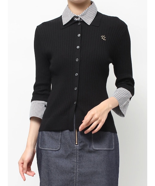 TONAL（トーナル）の「シャツドッキング2WAYリブニット（ニット/セーター・レディース・グレー/ブラック/ブラウン・M）」の7枚目の写真