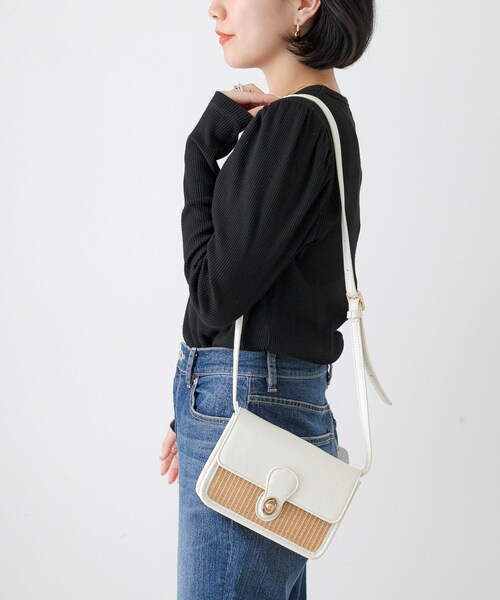 URBAN RESEARCH Sonny Label（アーバンリサーチサニーレーベル）の「バスケットショルダーバッグ（ショルダーバッグ・レディース・ホワイト/ブラック・one）」の14枚目の写真