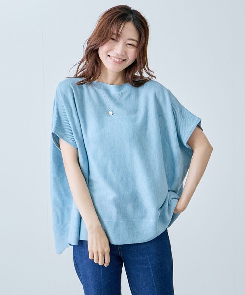 Jayro(ジャイロ)の「ボートネックフレンチスリーブプルオーバー(ニット/セーター・レディース・ブラック/グレー/ホワイト/ベージュ/グリーン/サックス/ピンク・F)」の18枚目の写真