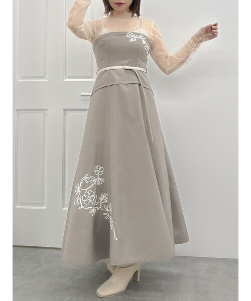 dazzlin（ダズリン）の「レイヤードレンブロイダリーフラワーアートワンピース（ジャンパースカート・レディース・アイボリー/グレー/パープル・S/M）」の21枚目の写真