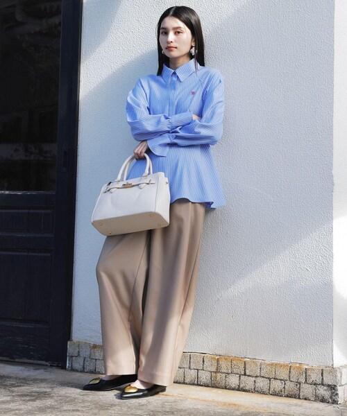 VIS（ビス）の「【新色追加】【2WAY】フロント金具3層トートバッグ（ショルダーバッグ・レディース・ブラック/キナリ/サックス/ベージュ・F）」の12枚目の写真