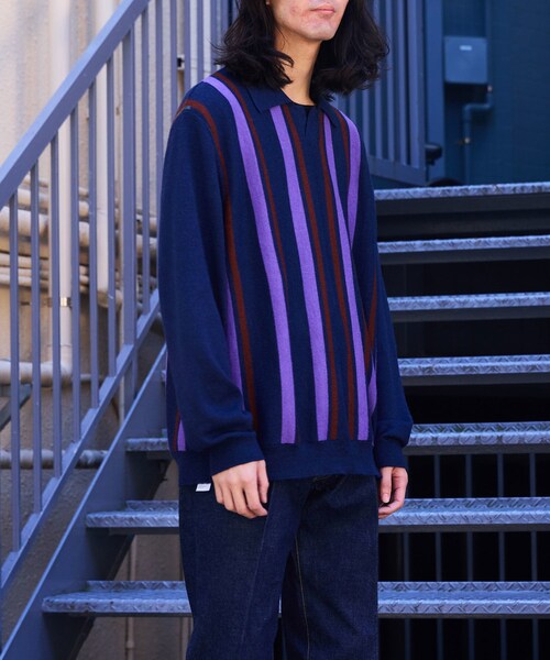 ADAM ET ROPE'（アダムエロペ）の「【THE INOUE BROTHERS… together with WILD LIFE TAILOR】polo knit（ニット/セーター・メンズ・ネイビー・L/M/XL）」の7枚目の写真