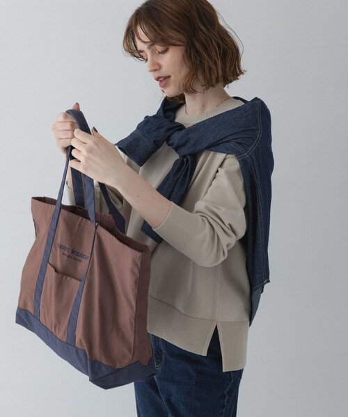 URBAN RESEARCH Sonny Label（アーバンリサーチサニーレーベル）の「SLEEPY WEEKDAY TOTEBAG（トートバッグ・レディース・BRN×NVY/GREEN/NAVY・One）」の6枚目の写真
