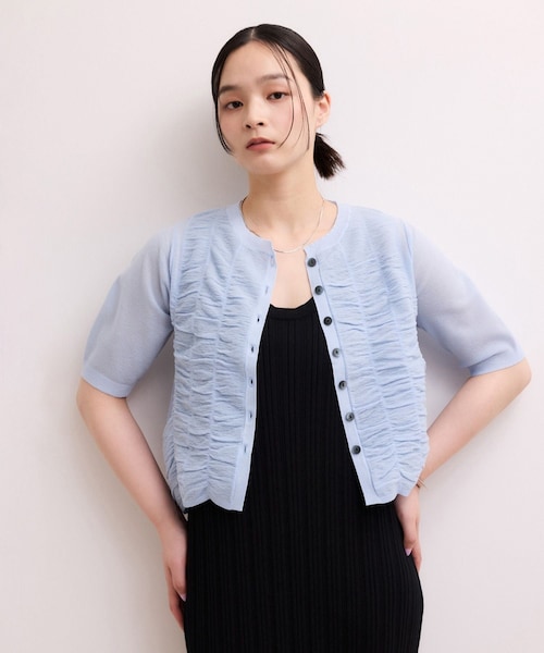 ADAM ET ROPE'(アダムエロペ)の「【WEB限定】シアーシャーリングカーディガン(カーディガン/ボレロ・レディース・ブラック/ホワイト/サックス・F)」の13枚目の写真