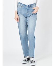 【WOMEN】リメイク風テーパードデニムパンツ