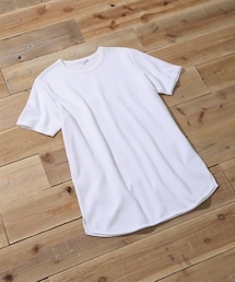 nissen | ロング丈ワッフルTシャツ【３L以上お腹ゆったり】(Tシャツ/カットソー)