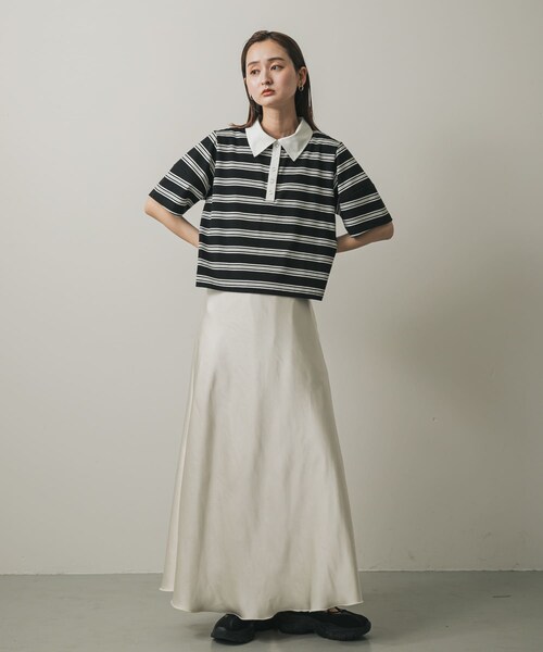 SENSE OF PLACE by URBAN RESEARCH（センスオブプレイスバイアーバンリサーチ）の「マルチボーダーカットポロシャツ（ポロシャツ・レディース・BLACK/ORANGE/WHITE・one）」の13枚目の写真