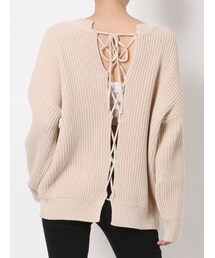 EVRIS | バックレースアップルーズニットトップス(ニット/セーター)