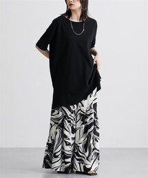 nissen | 綿100％ 日本製【接触冷感】さらりドライタッチゆるシルエット半袖チュニックTシャツ RiFUKURU BASIC(チュニック)