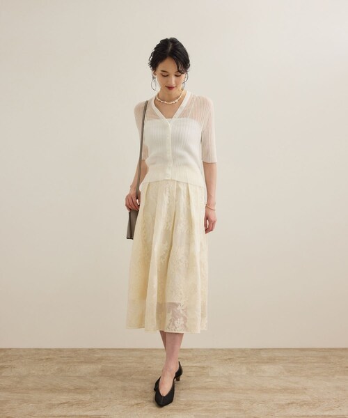 ROPE'（ロペ）の「シアーリブカーディガン/洗える（カーディガン/ボレロ・レディース・ブラック/ホワイト/ピンク・F）」の15枚目の写真